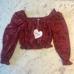 BuddyLove Red & black leopard print top NWT
